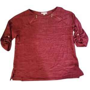 Emily Daniel's Women's Maroon Short Sleeve Top Size 1X